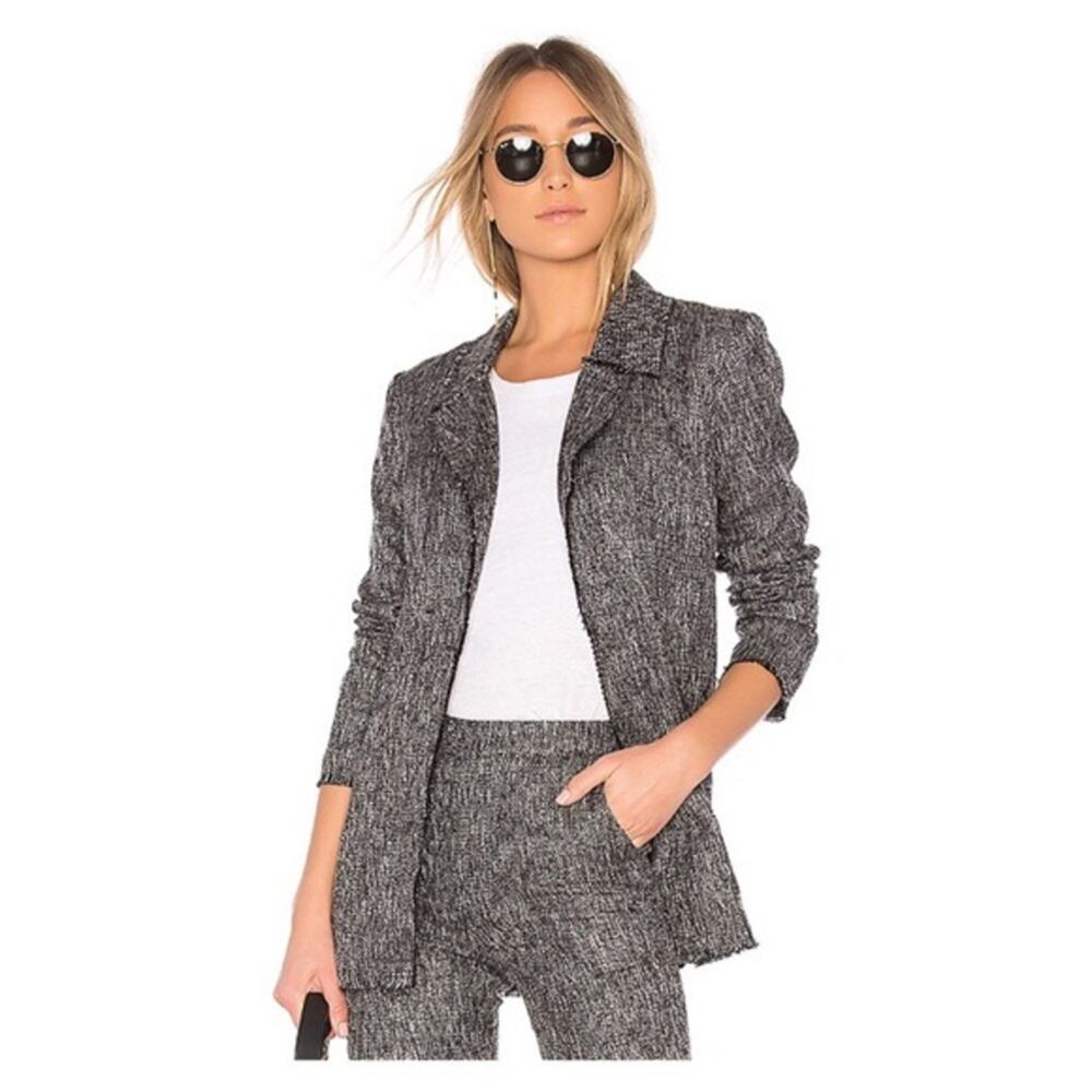 House of Harlow x Revolve Cooper Tweed Jacket Blazer Black Grey Size XS